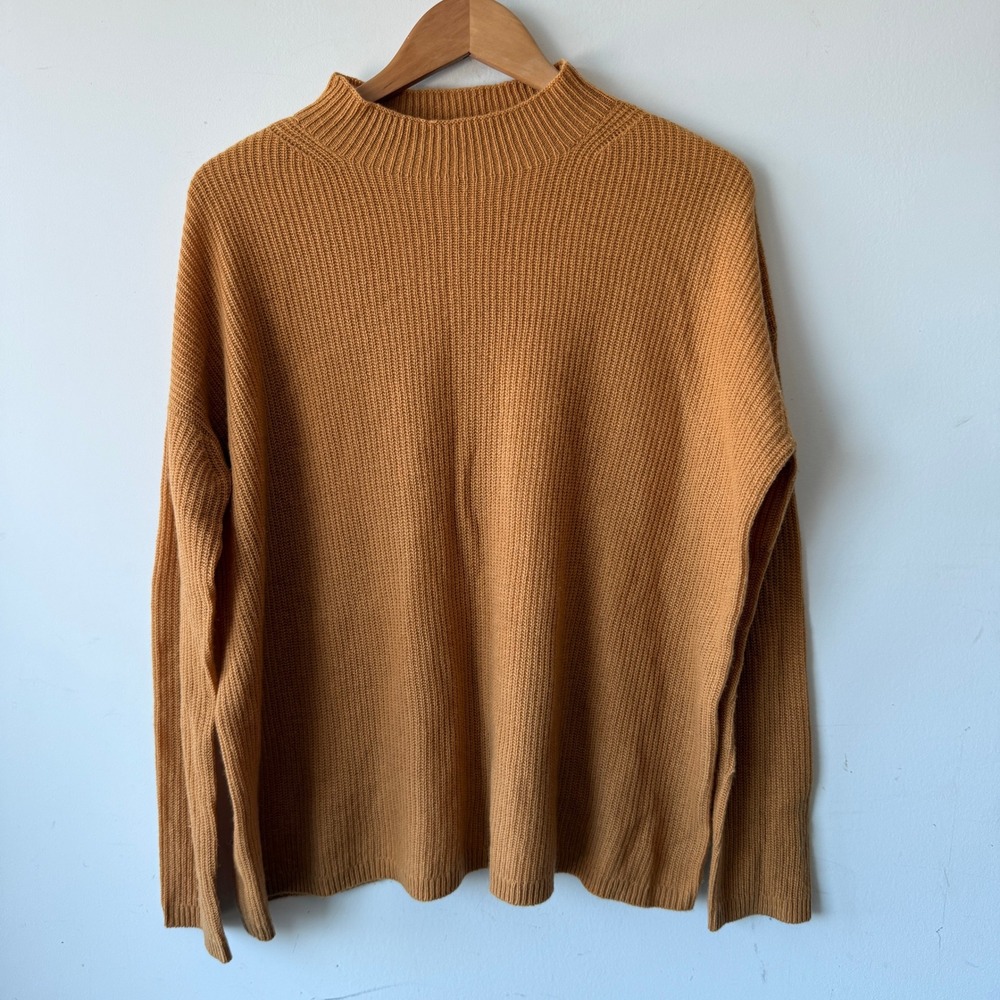 Cult Gaia Mustard Yellow Wool Cashmere Mock Neck Oversized Sweater Medium